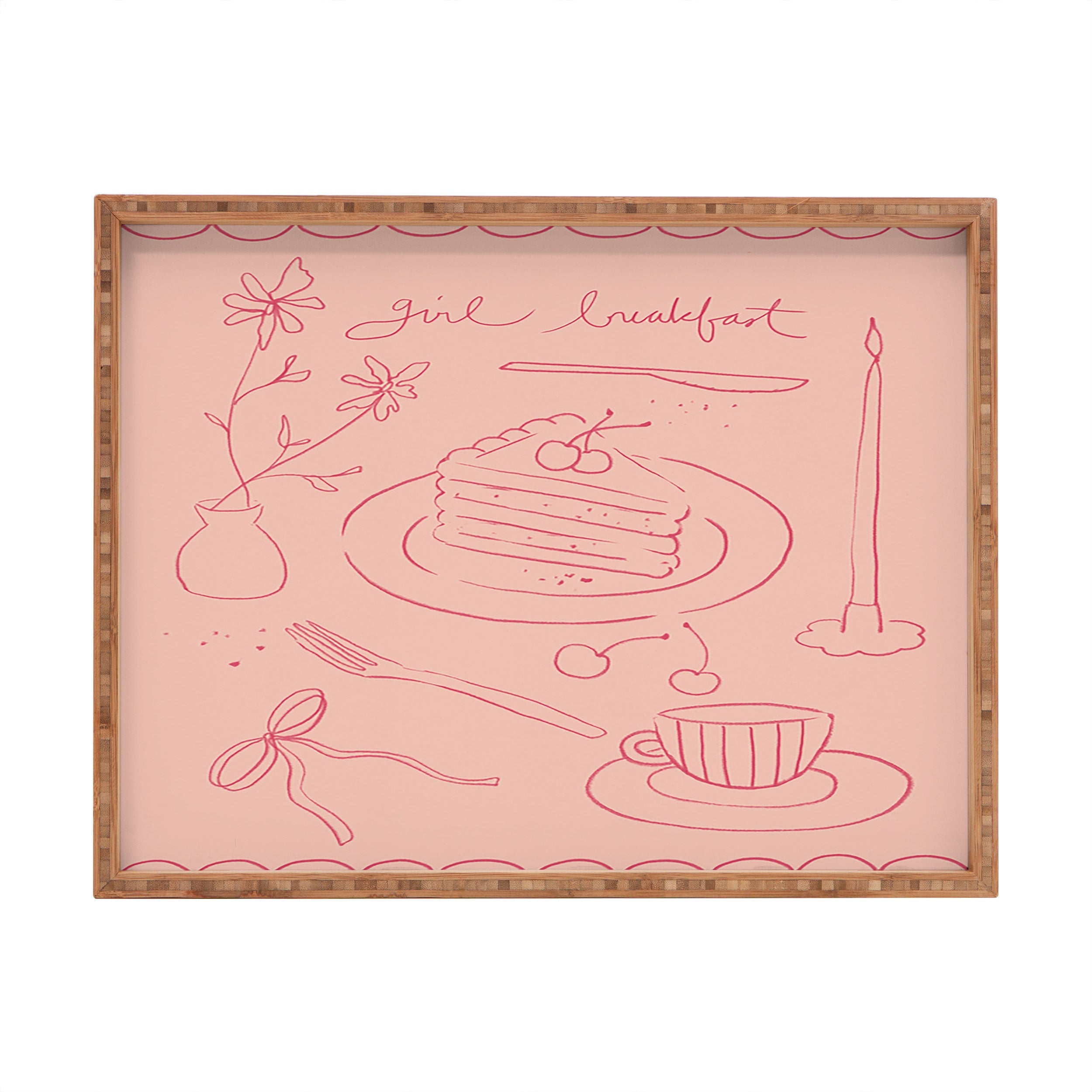DENY Designs girl breakfast Rectangular Tray