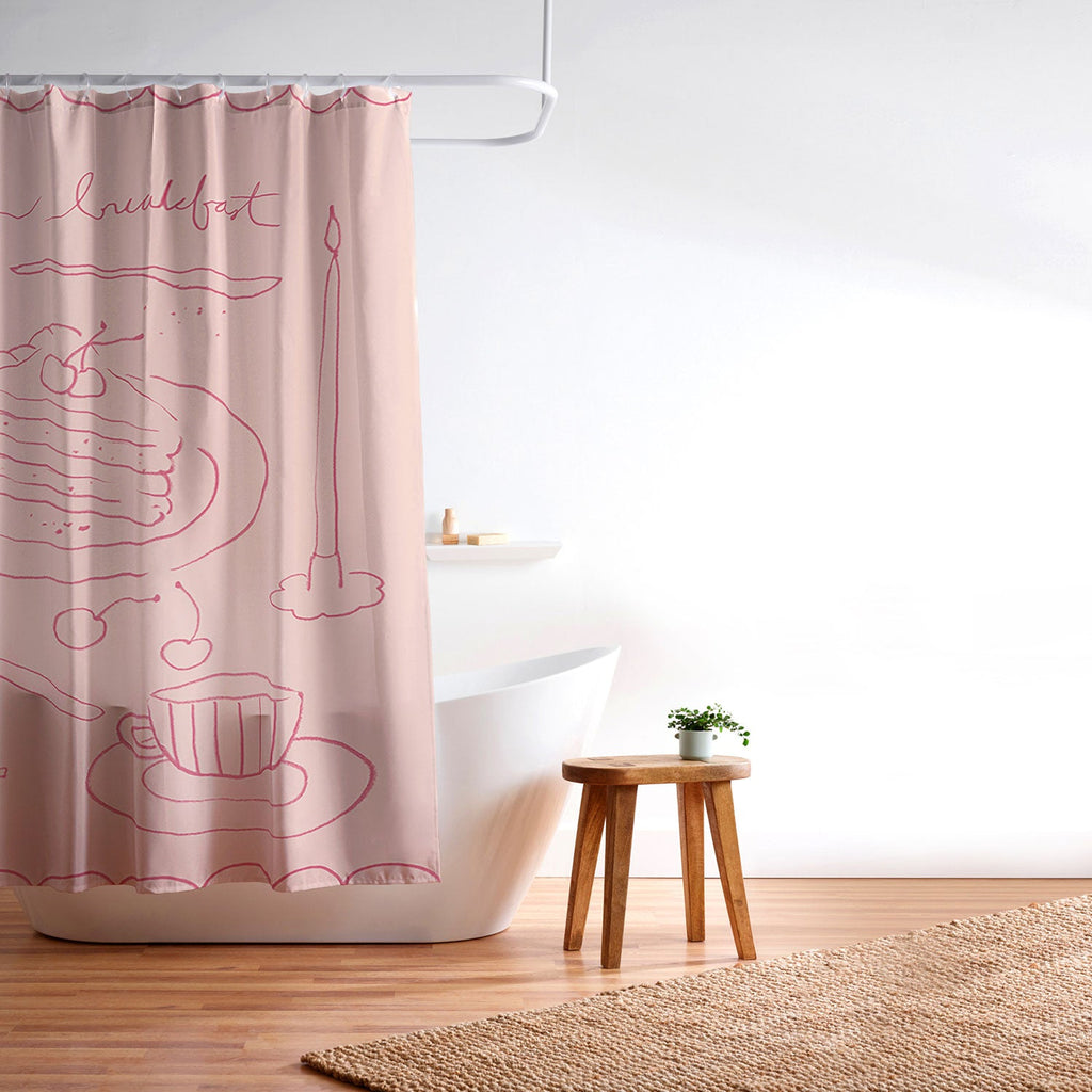 DENY Designs girl breakfast Shower Curtain