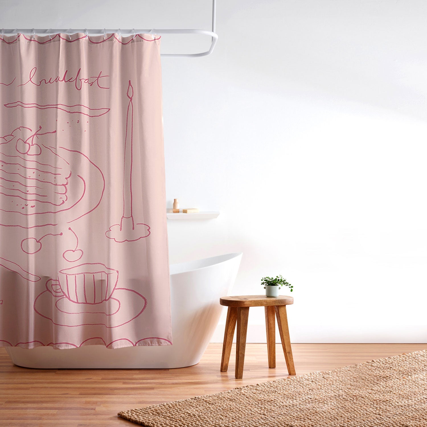 DENY Designs girl breakfast Shower Curtain