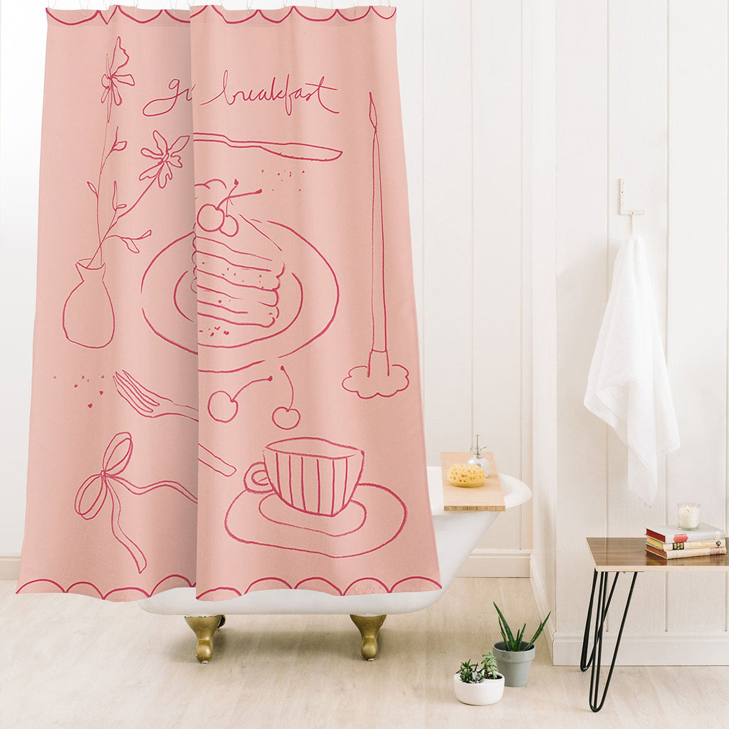 DENY Designs girl breakfast Shower Curtain
