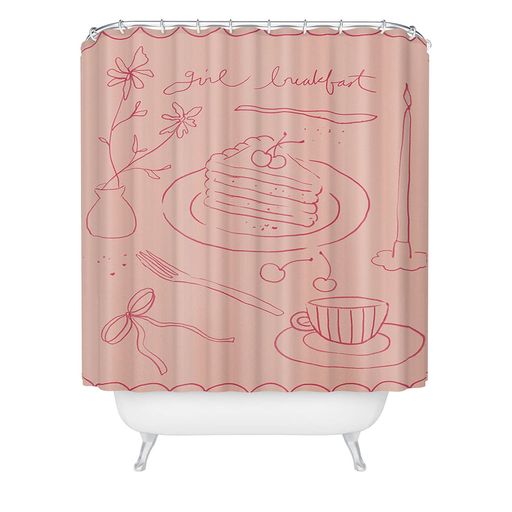 DENY Designs girl breakfast Shower Curtain