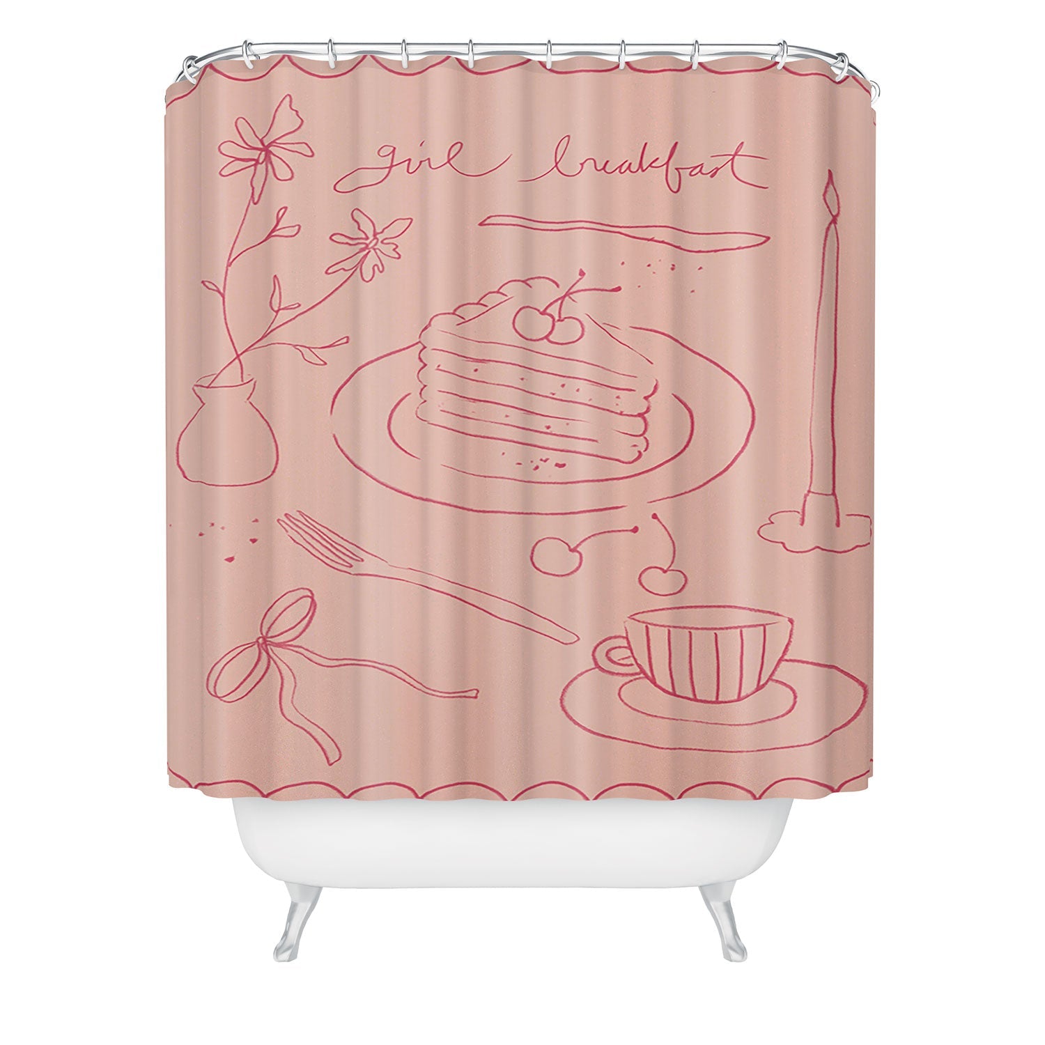 DENY Designs girl breakfast Shower Curtain