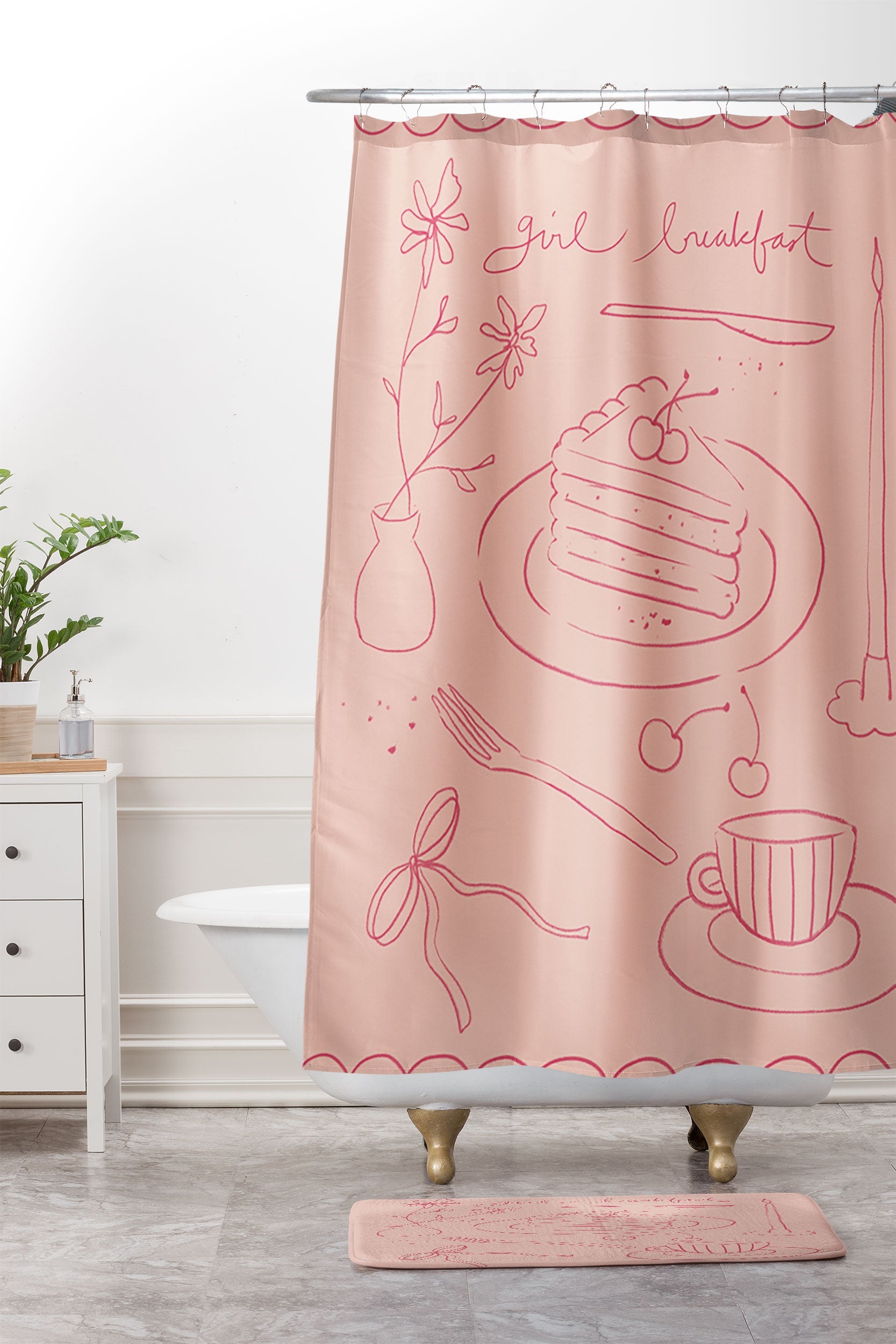 DENY Designs girl breakfast Memory Foam Bath Mat
