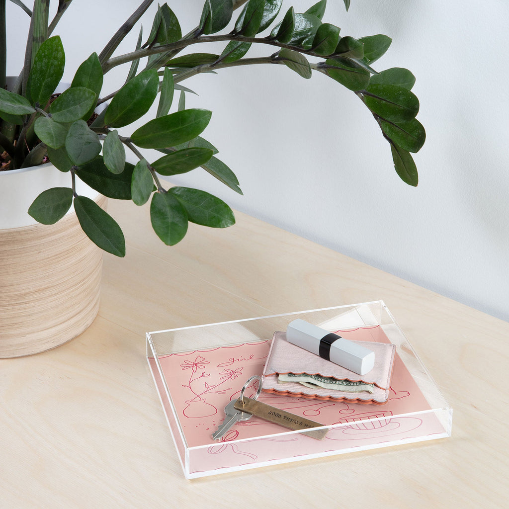 DENY Designs girl breakfast Acrylic Tray