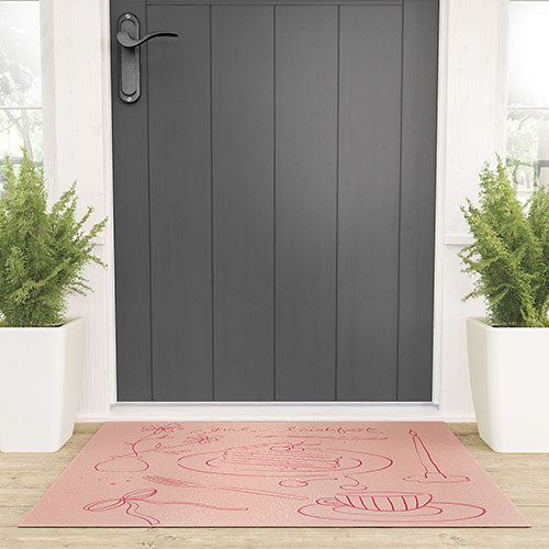 DENY Designs girl breakfast Welcome Mat