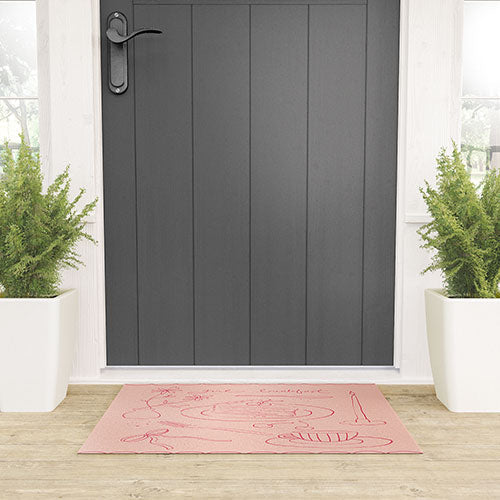 DENY Designs girl breakfast Welcome Mat