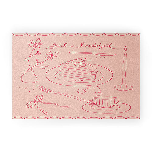 DENY Designs girl breakfast Welcome Mat
