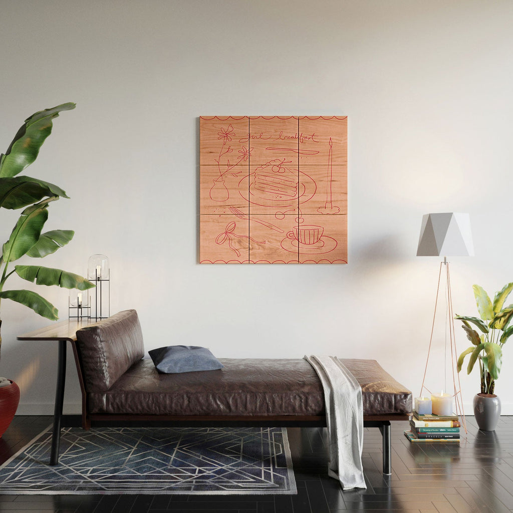 DENY Designs girl breakfast Wood Wall Mural
