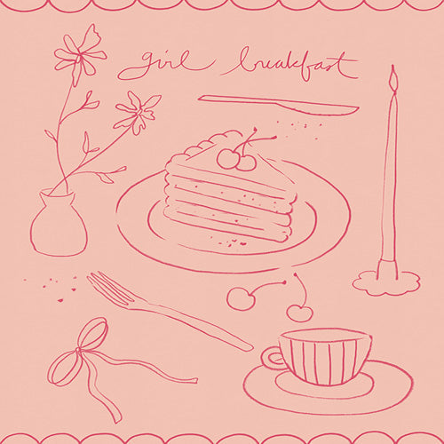 DENY Designs girl breakfast Shower Curtain