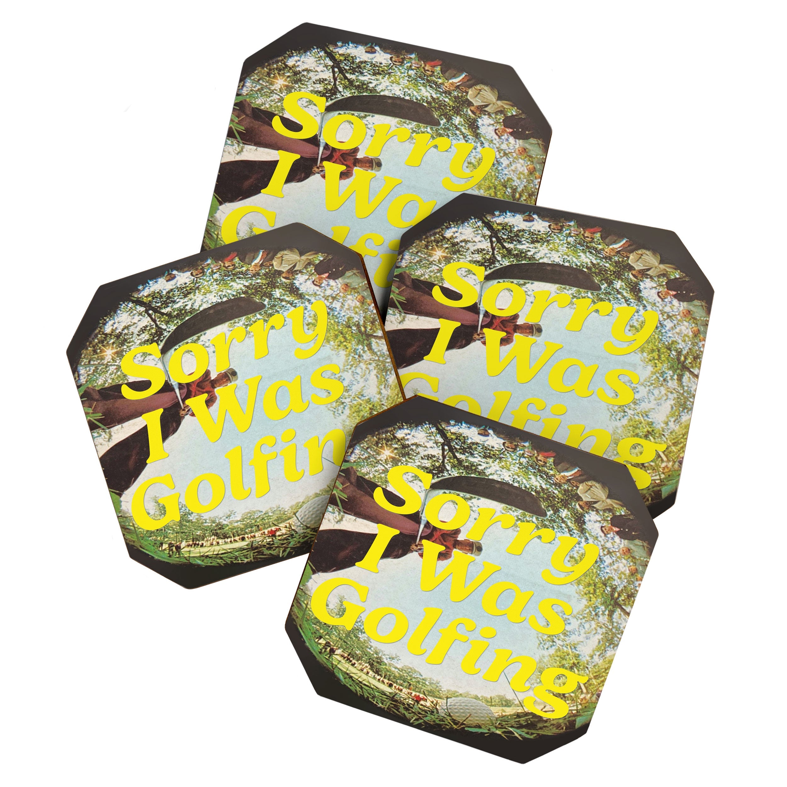 DENY Designs GolfFisheye Coaster Set