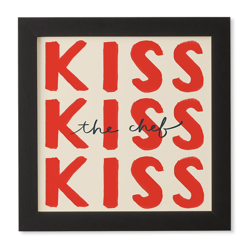 DENY Designs Kiss The Chef Framed Wall Art
