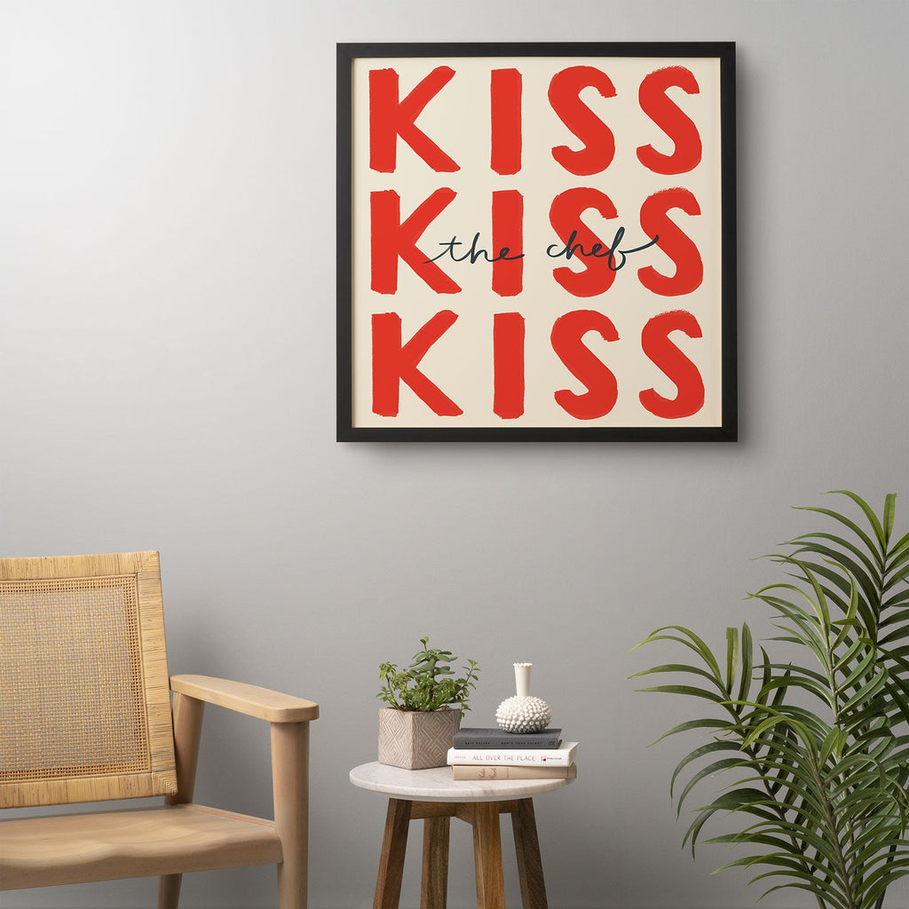 DENY Designs Kiss The Chef Framed Wall Art