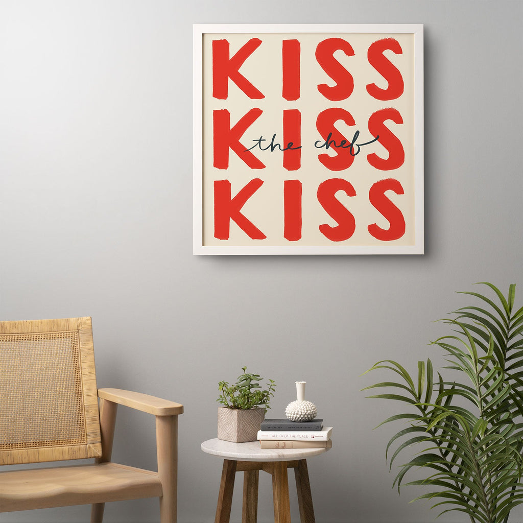 DENY Designs Kiss The Chef Framed Wall Art