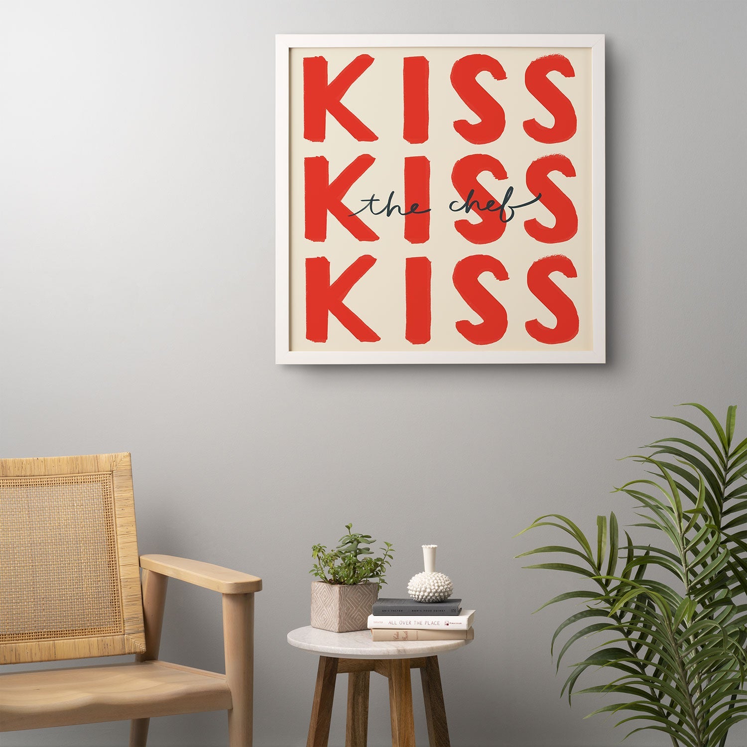 DENY Designs Kiss The Chef Framed Wall Art