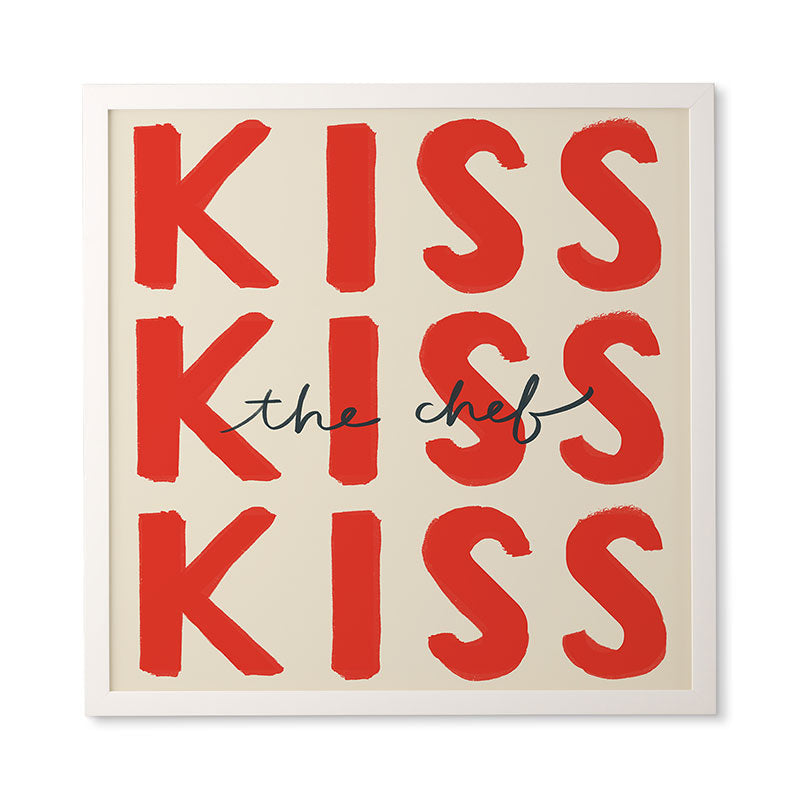 DENY Designs Kiss The Chef Framed Wall Art