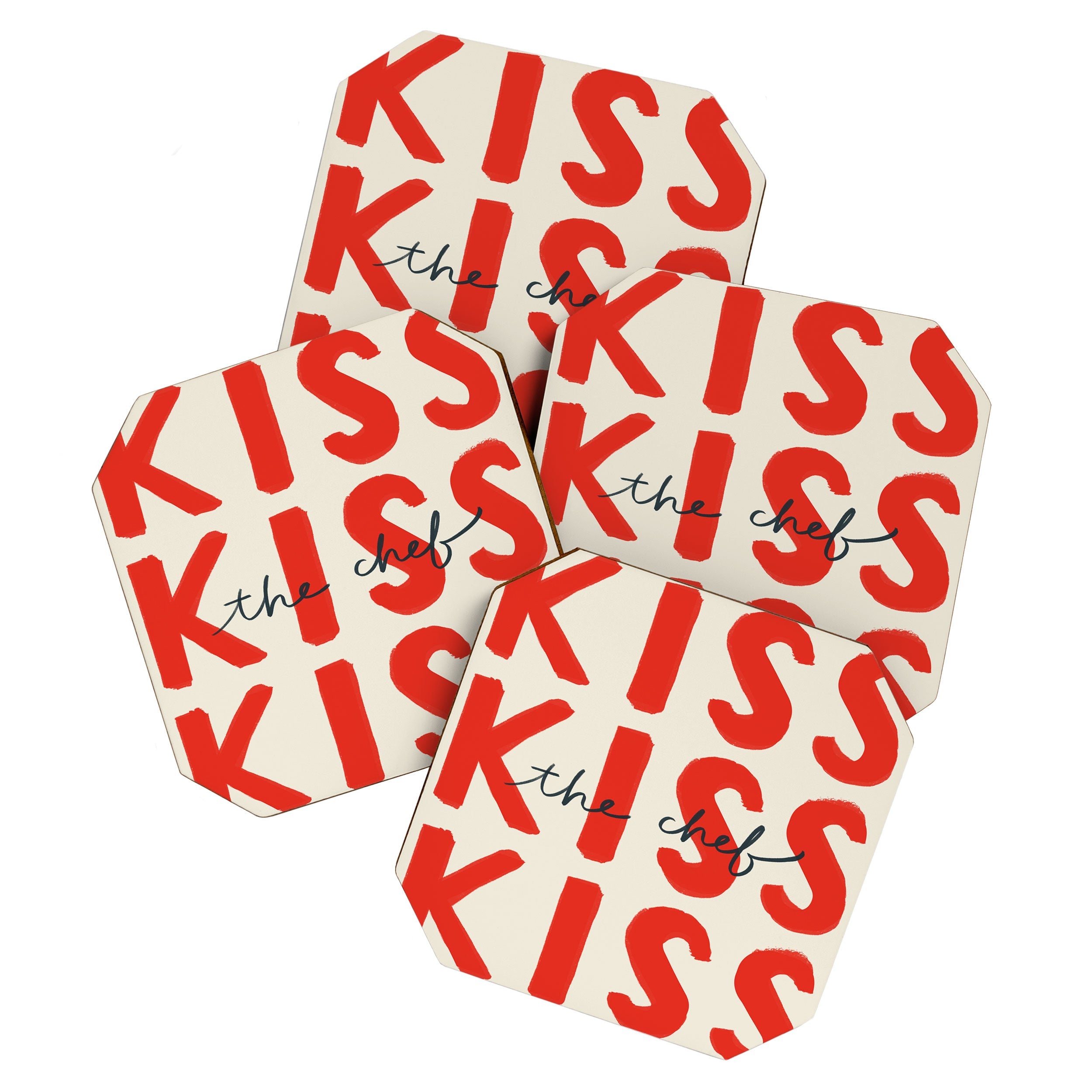 DENY Designs Kiss The Chef Coaster Set