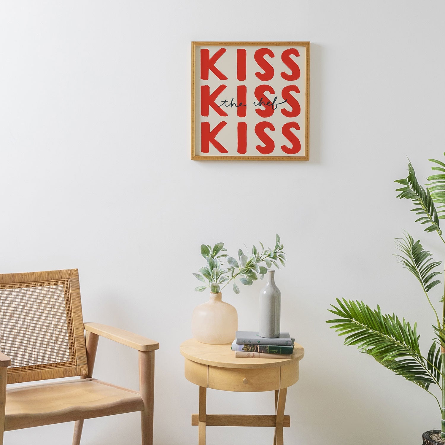 DENY Designs Kiss The Chef Framed Wall Art