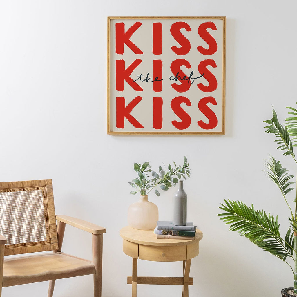 DENY Designs Kiss The Chef Framed Wall Art