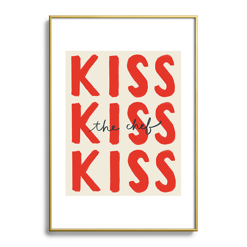 DENY Designs Kiss The Chef Metal Framed Art Print