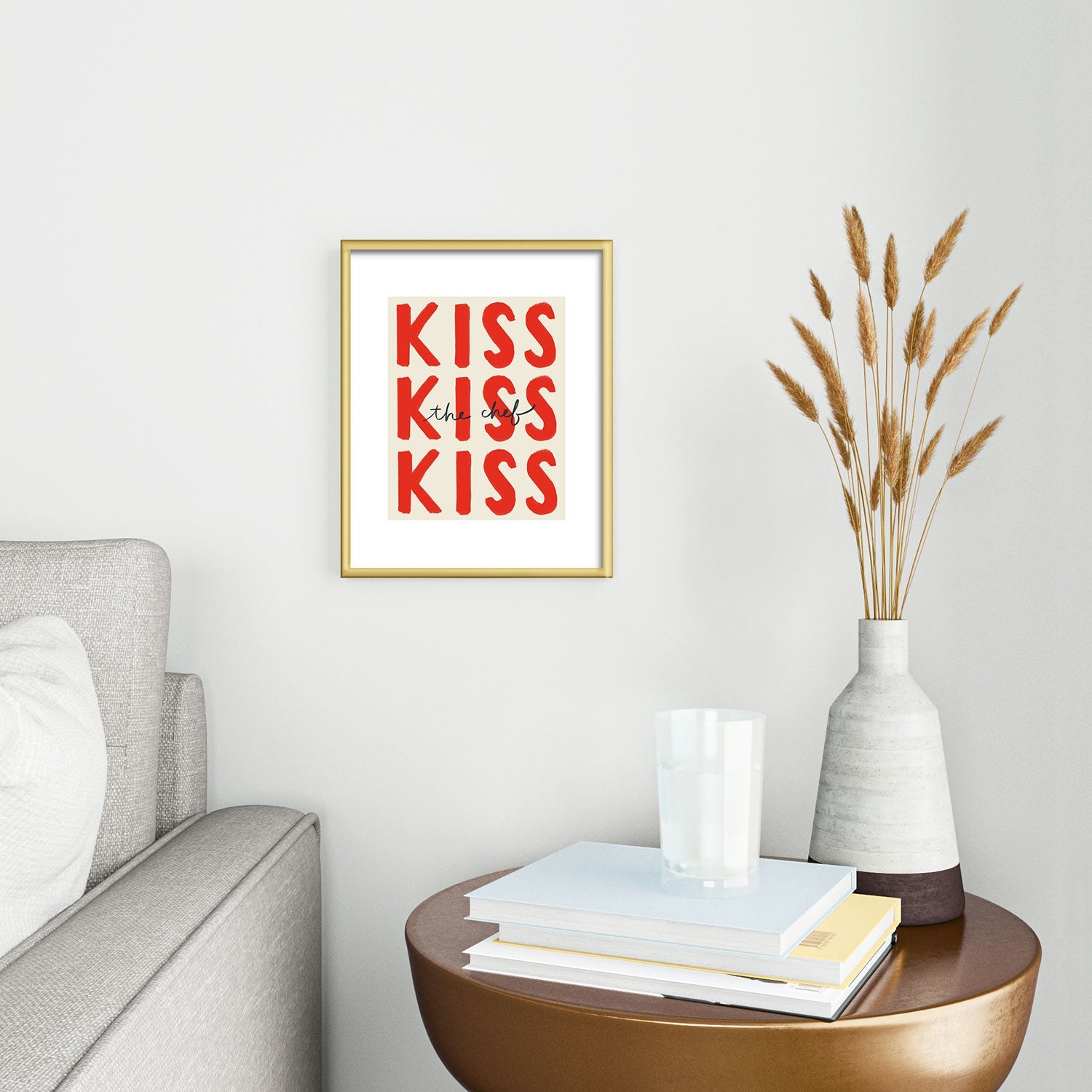 DENY Designs Kiss The Chef Metal Framed Art Print