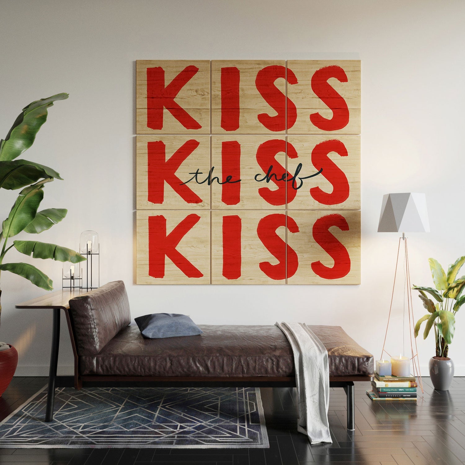 DENY Designs Kiss The Chef Wood Wall Mural