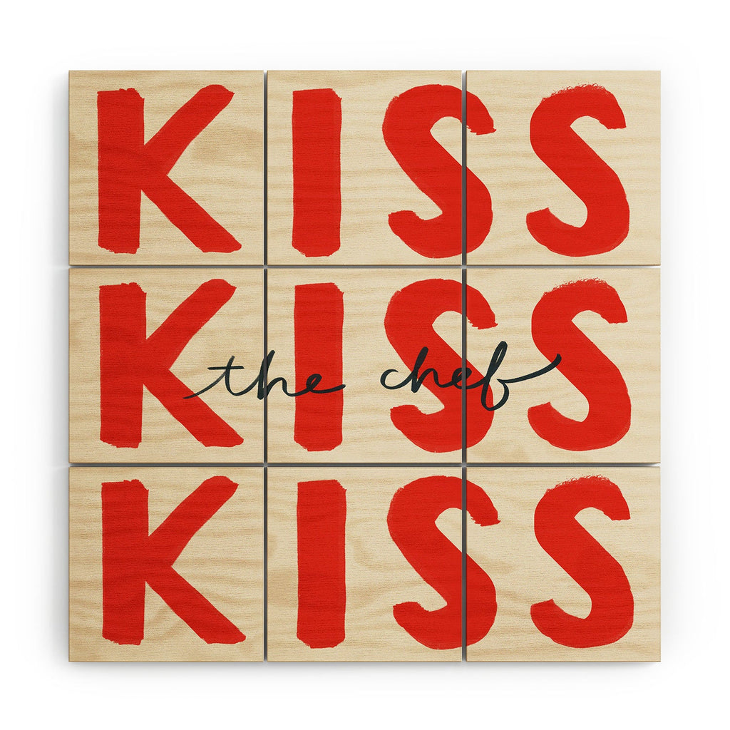 DENY Designs Kiss The Chef Wood Wall Mural