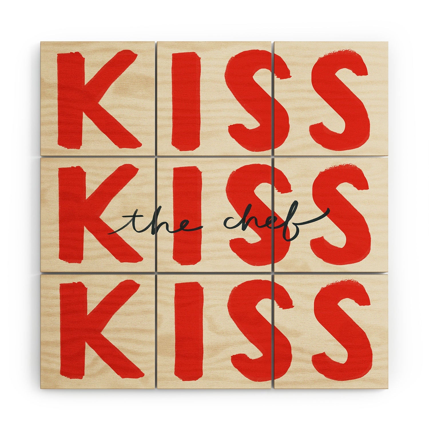 DENY Designs Kiss The Chef Wood Wall Mural