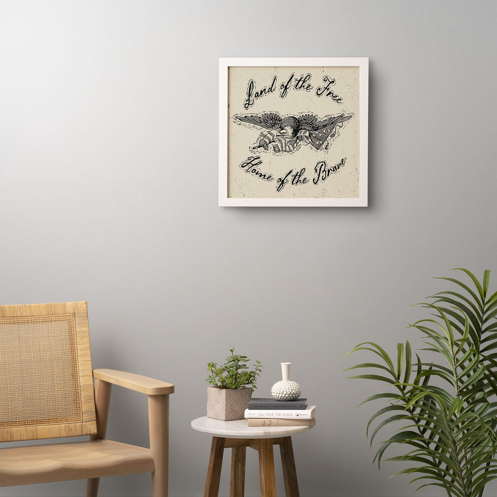 DENY Designs Land of the Free Eagle Framed Wall Art