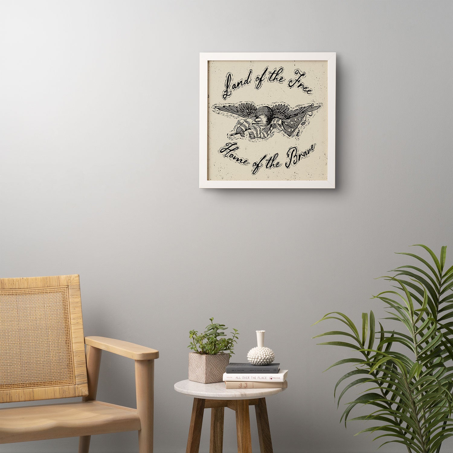 DENY Designs Land of the Free Eagle Framed Wall Art