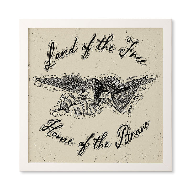 DENY Designs Land of the Free Eagle Framed Wall Art