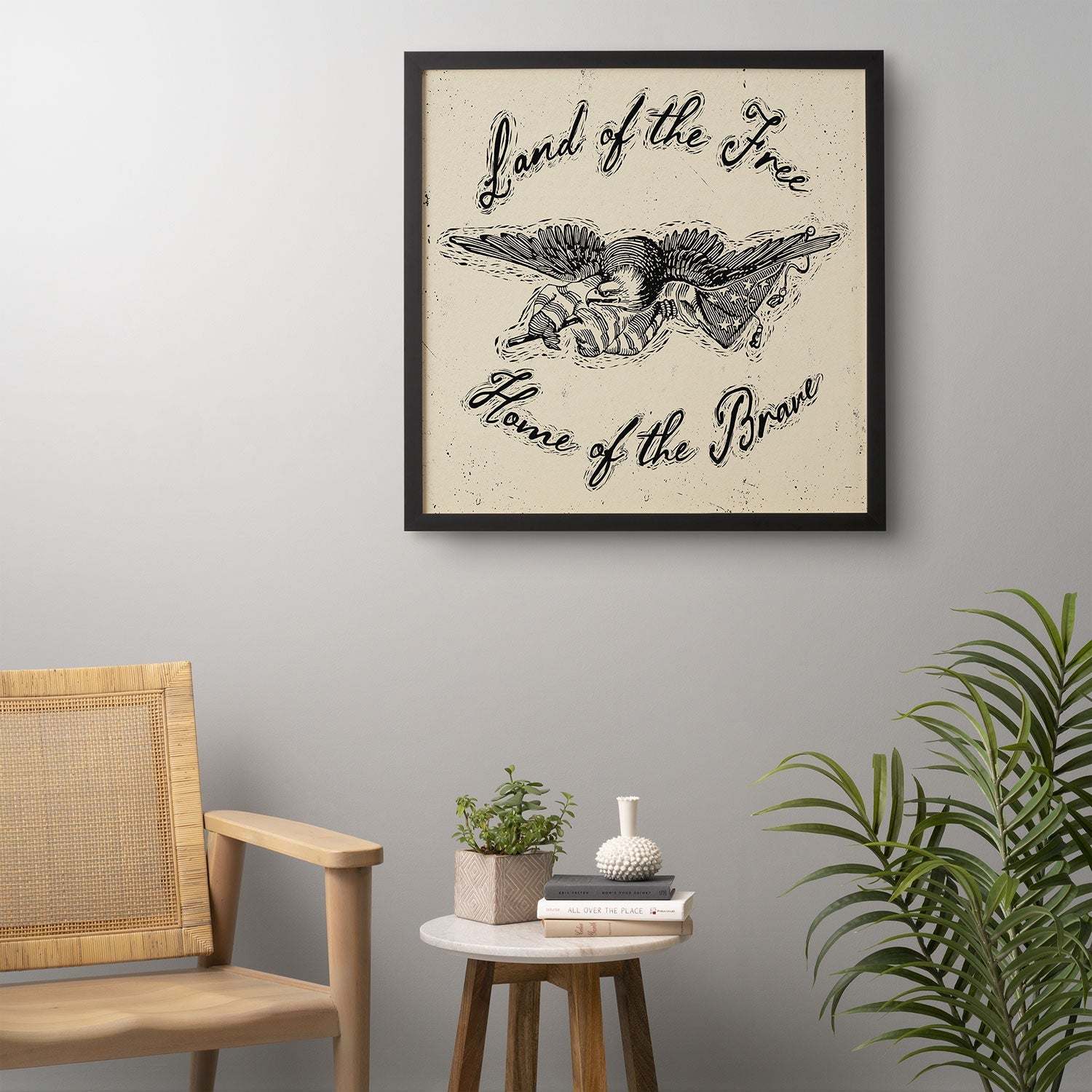 DENY Designs Land of the Free Eagle Framed Wall Art