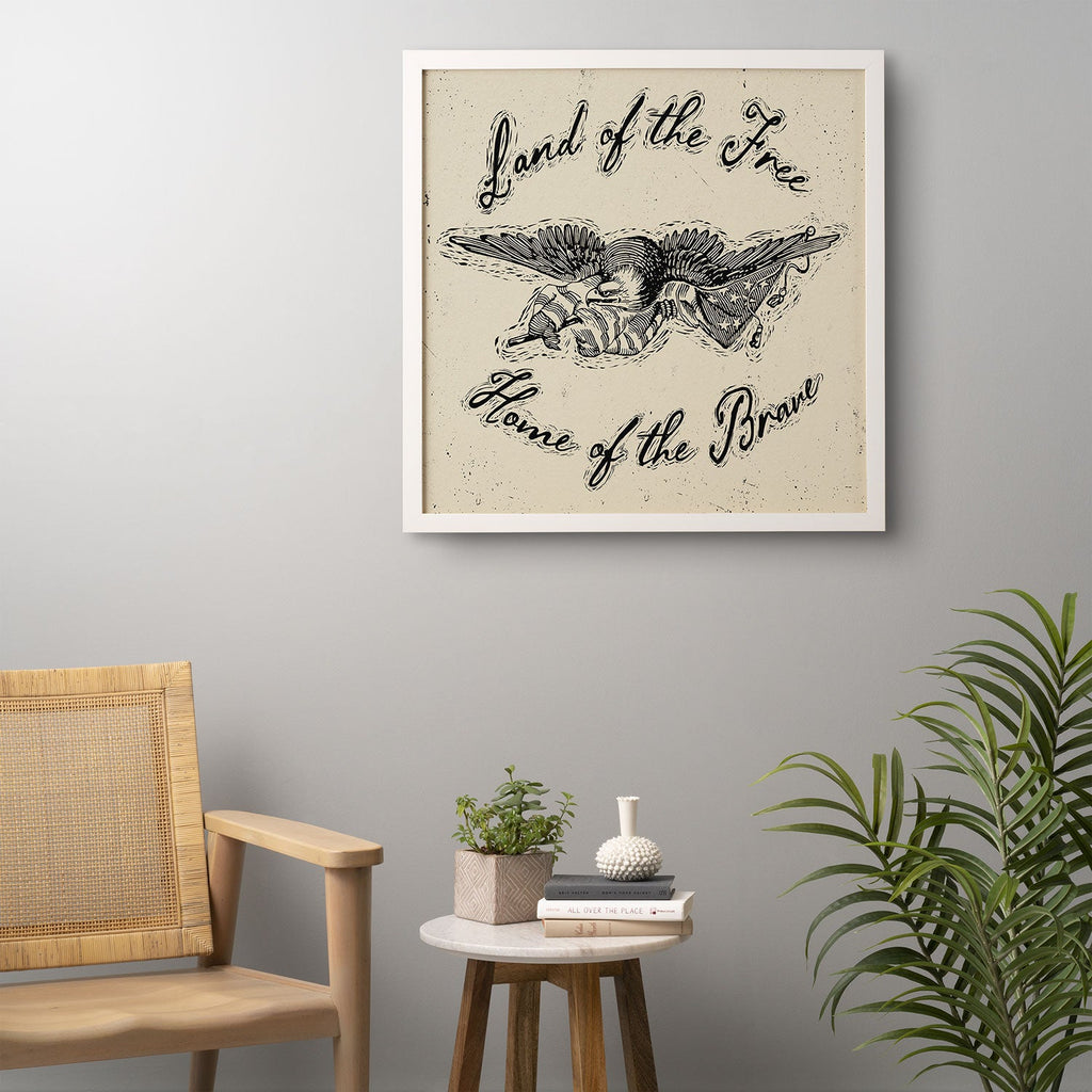 DENY Designs Land of the Free Eagle Framed Wall Art