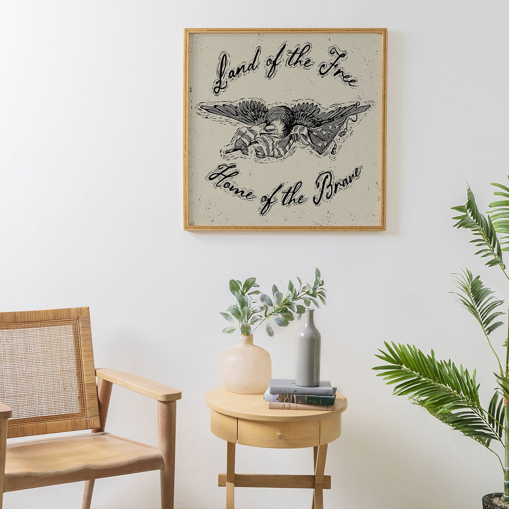 DENY Designs Land of the Free Eagle Framed Wall Art