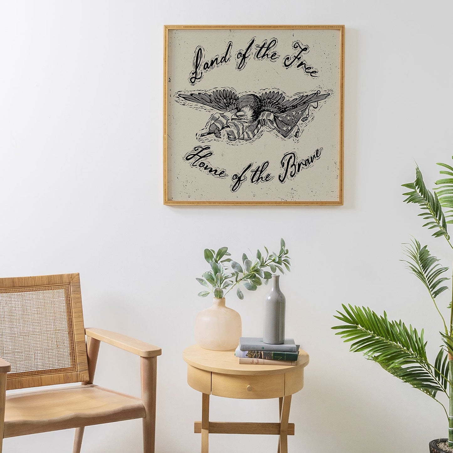 DENY Designs Land of the Free Eagle Framed Wall Art
