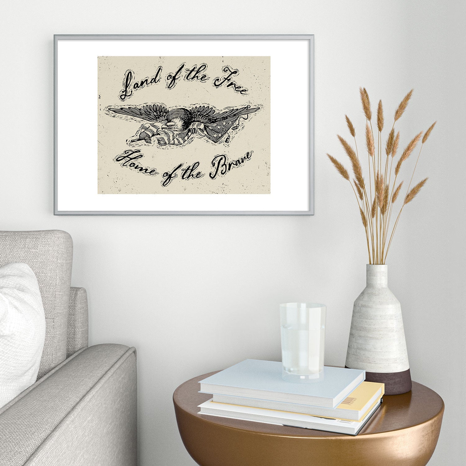 DENY Designs Land of the Free Eagle Metal Framed Art Print