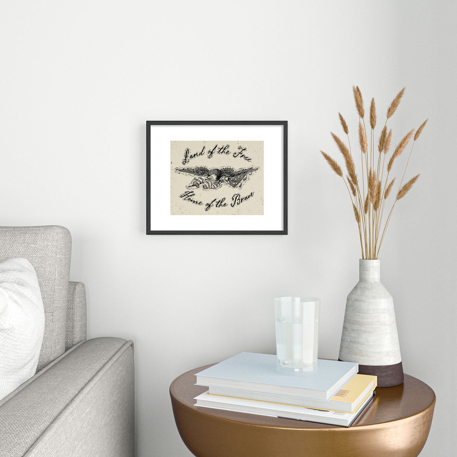 DENY Designs Land of the Free Eagle Metal Framed Art Print