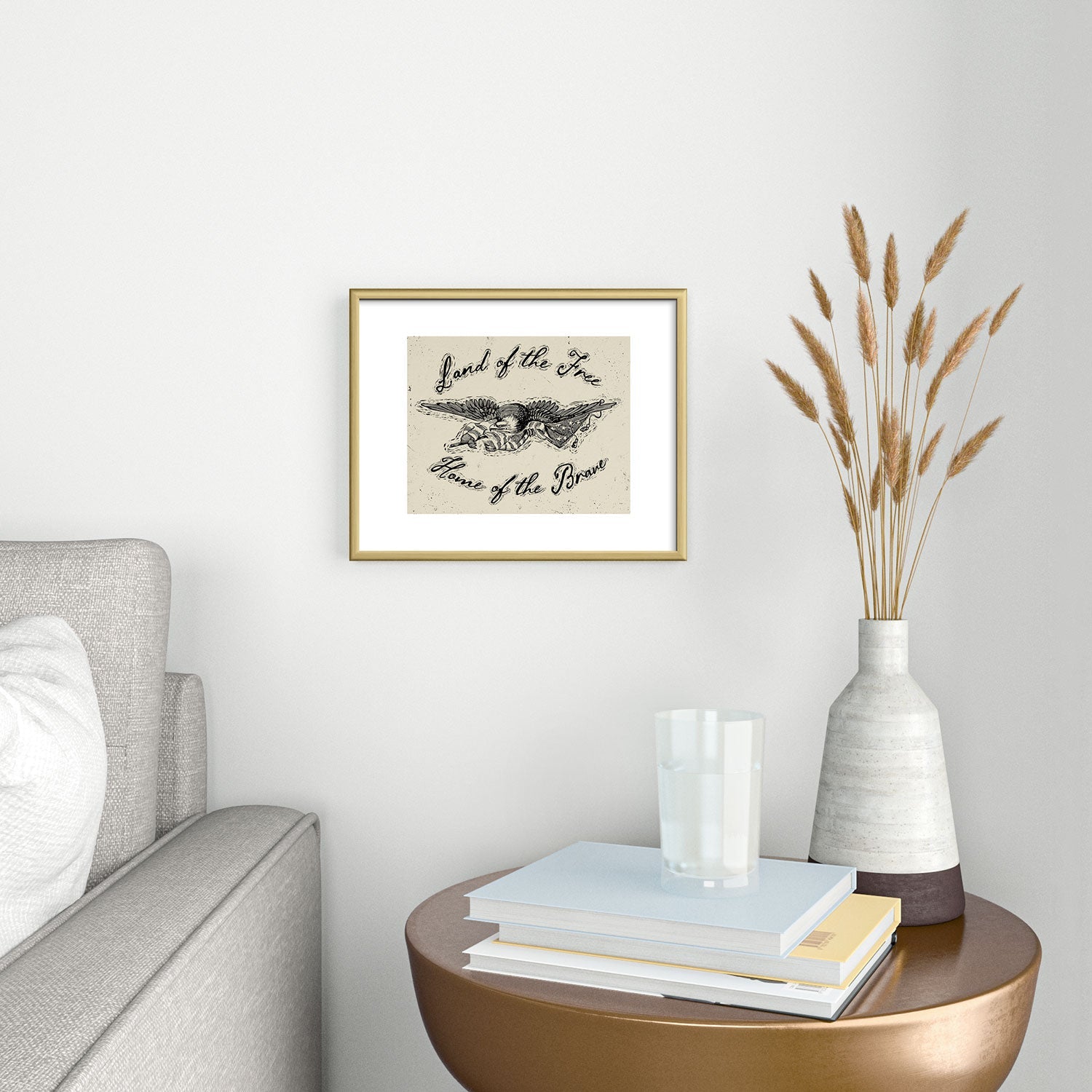 DENY Designs Land of the Free Eagle Metal Framed Art Print