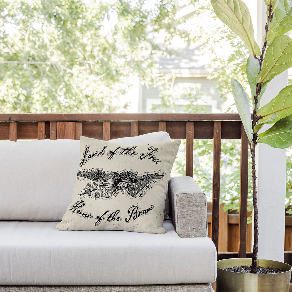 DENY Designs Land of the Free Eagle Outdoor Throw Pillow