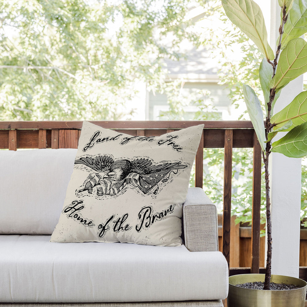 DENY Designs Land of the Free Eagle Outdoor Throw Pillow