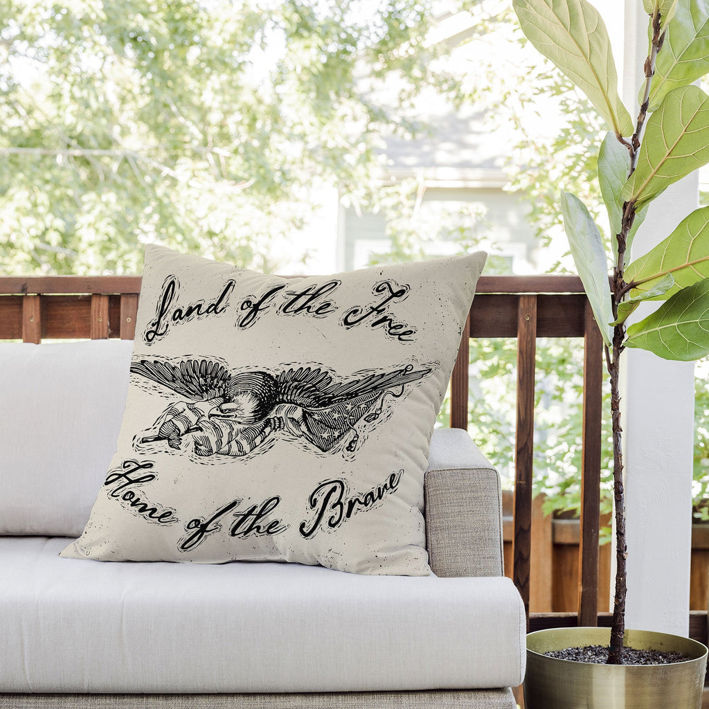 DENY Designs Land of the Free Eagle Outdoor Throw Pillow