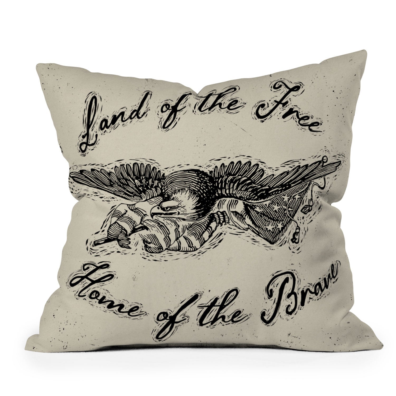DENY Designs Land of the Free Eagle Outdoor Throw Pillow