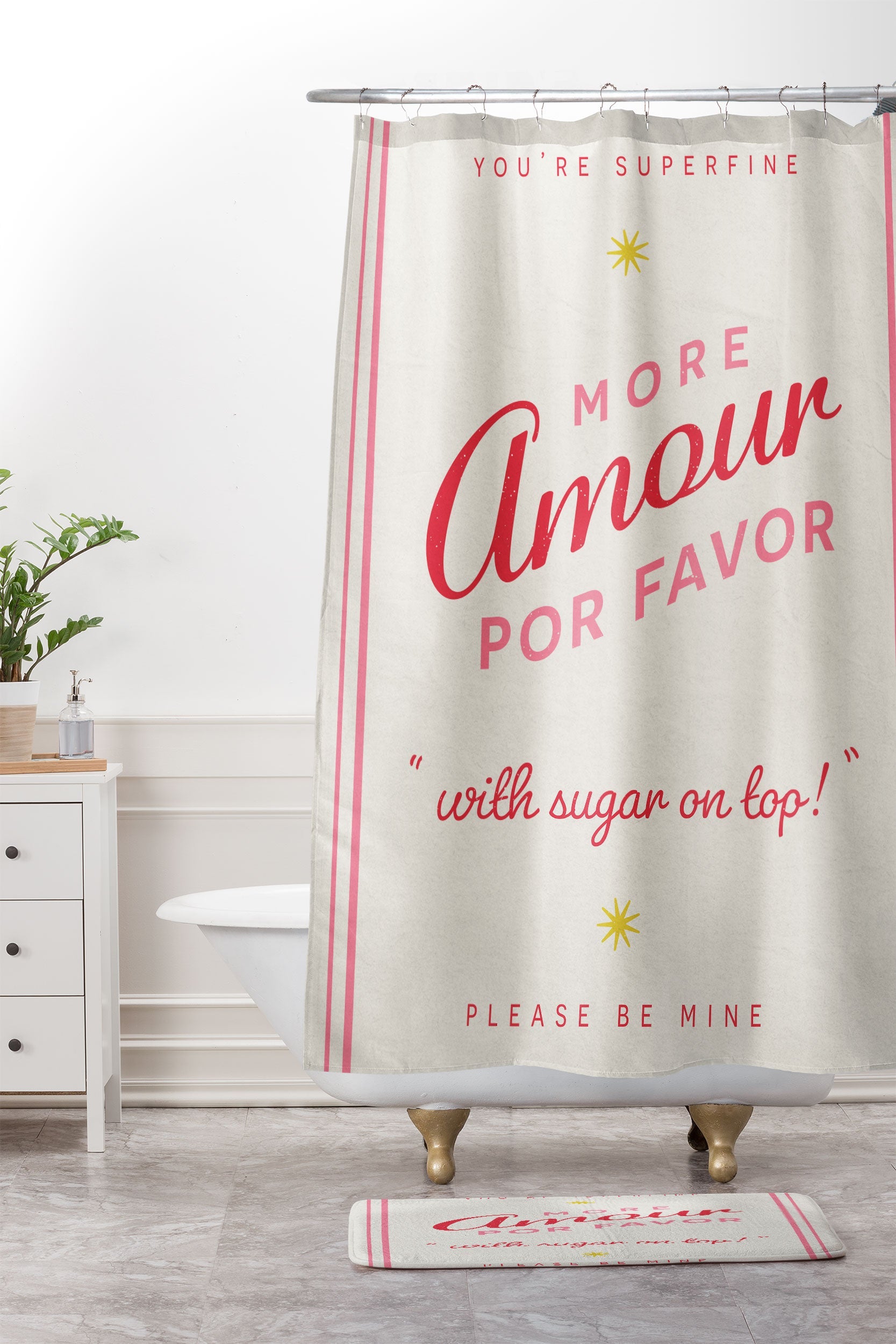 DENY Designs More Amour Shower Curtain And Mat