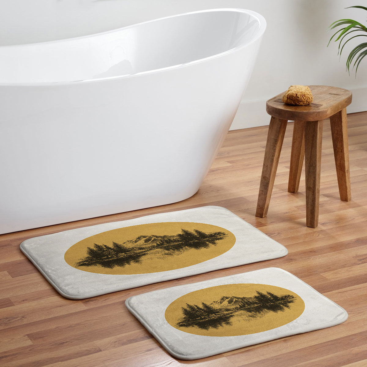 DENY Designs mountain vignette Memory Foam Bath Mat