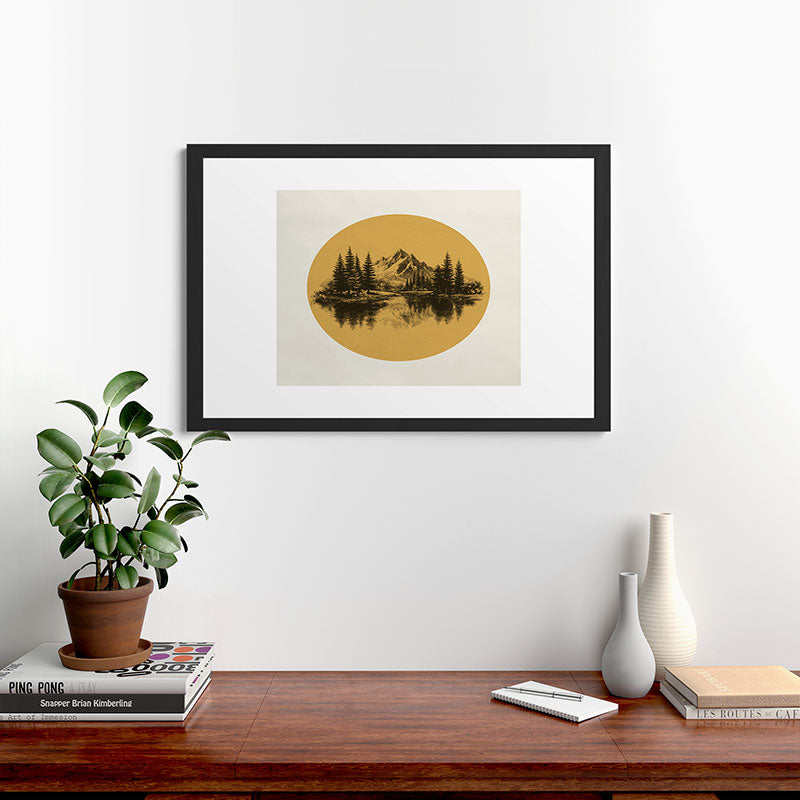 DENY Designs mountain vignette Framed Art Print