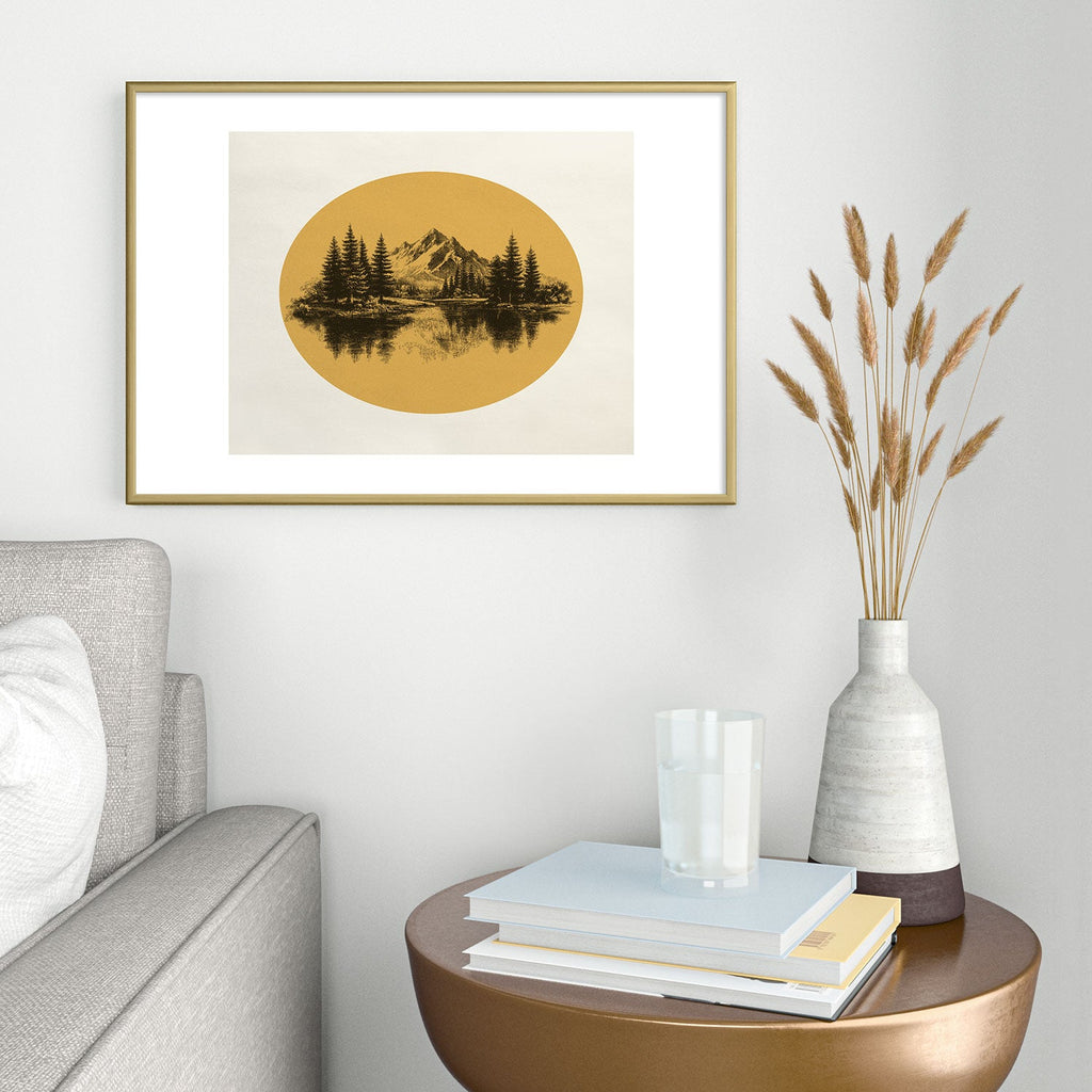 DENY Designs mountain vignette Metal Framed Art Print