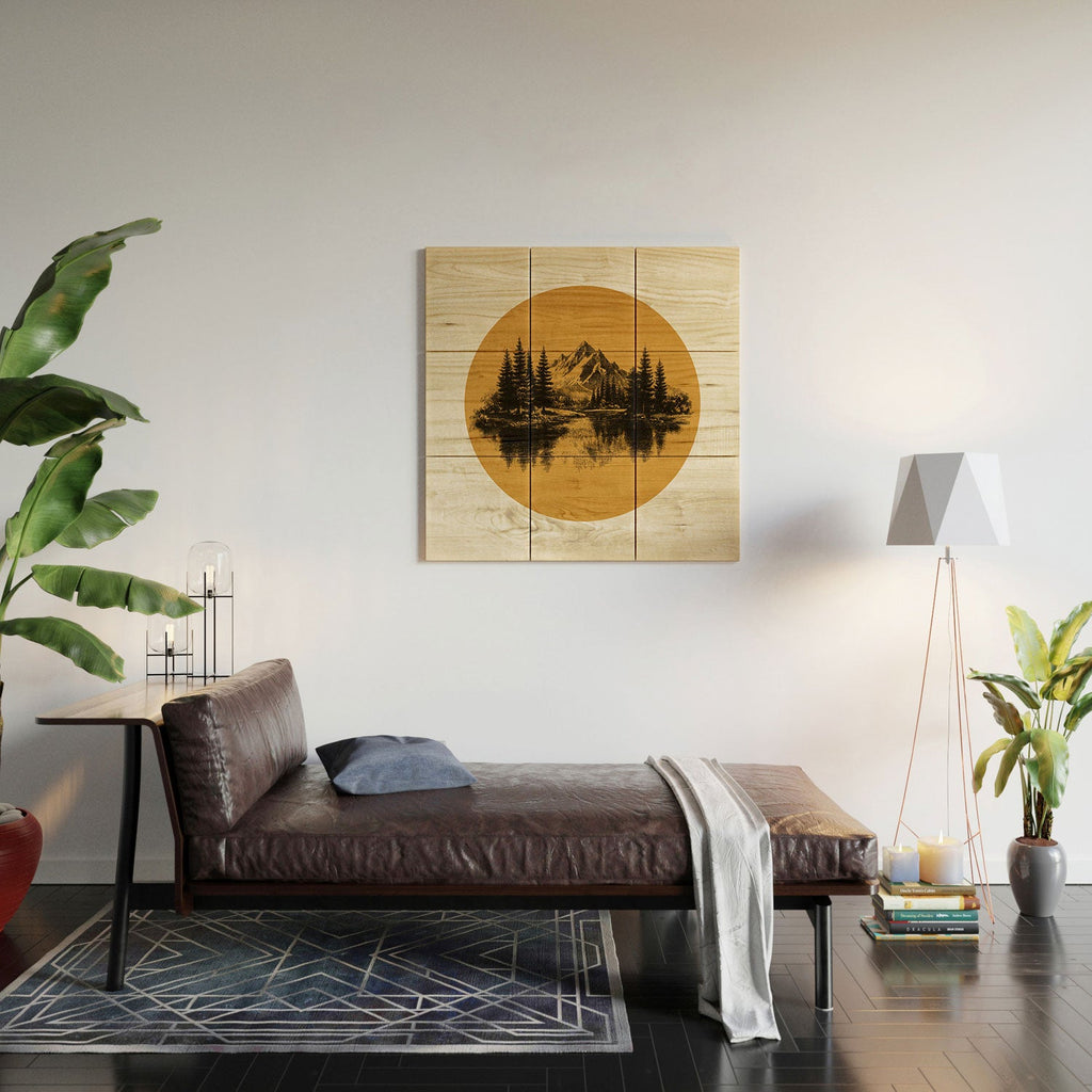 DENY Designs mountain vignette Wood Wall Mural