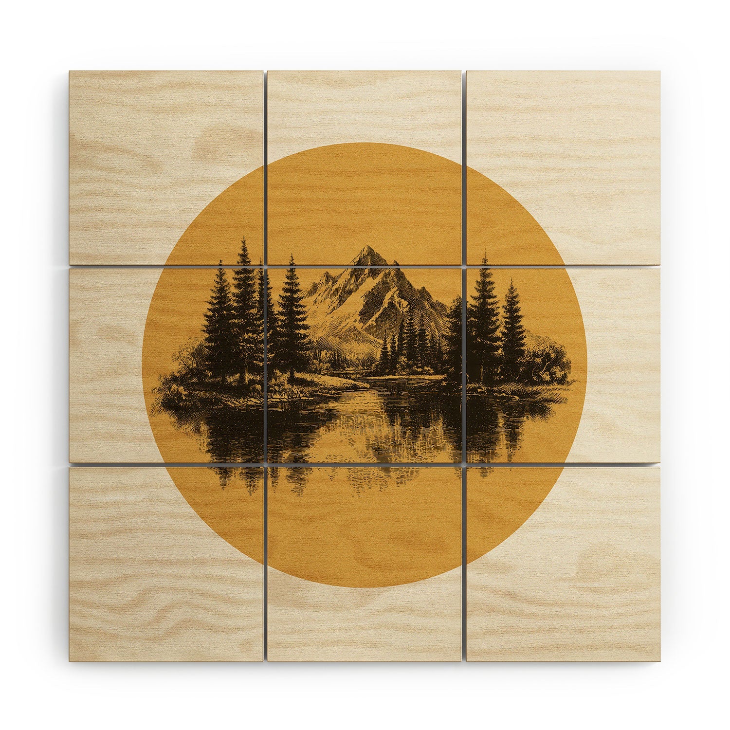 DENY Designs mountain vignette Wood Wall Mural
