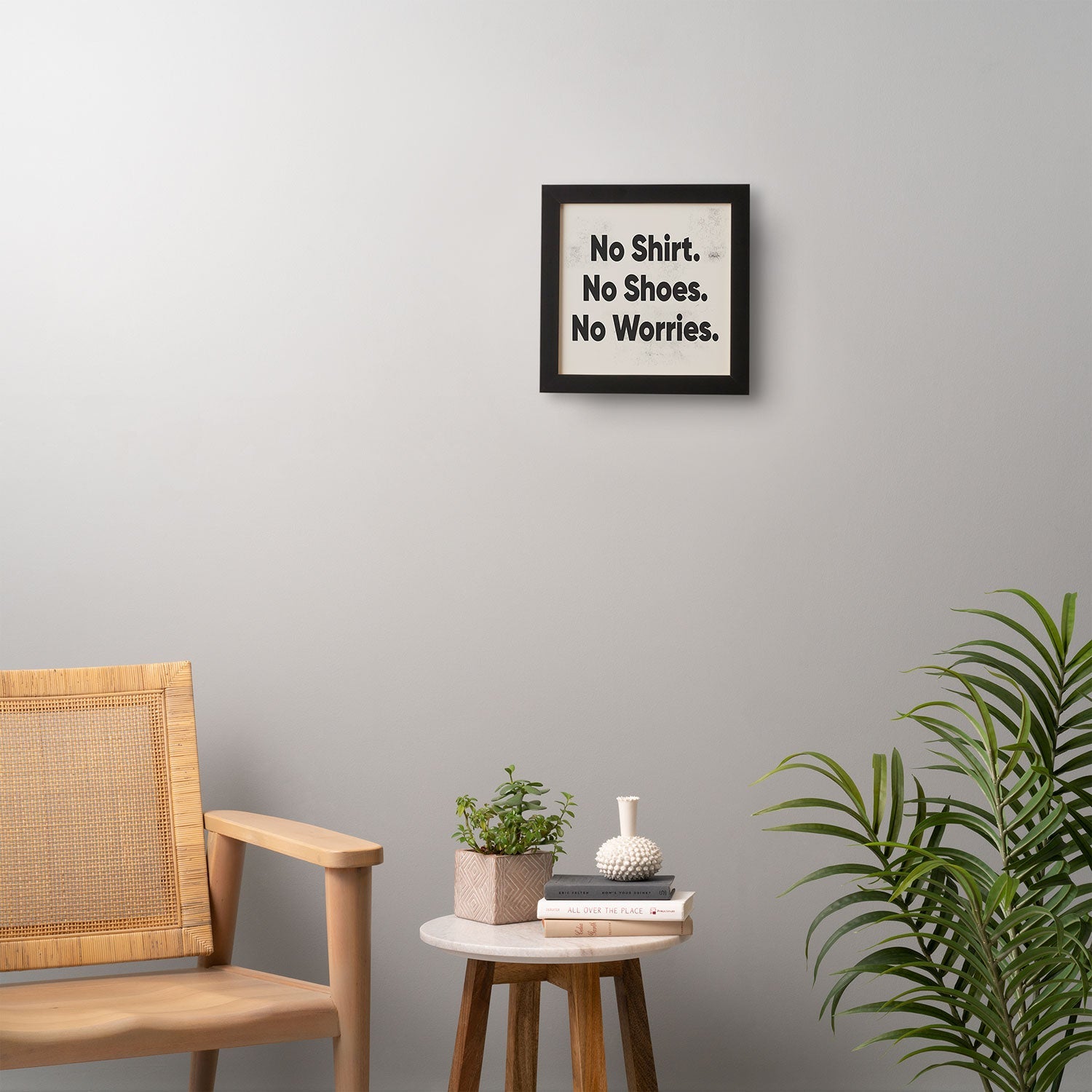 DENY Designs no shirt no shoes no worries Framed Wall Art