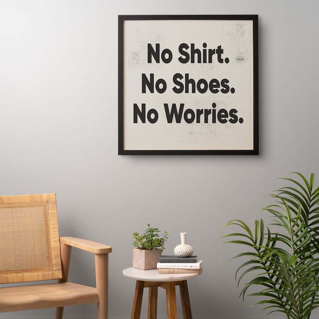 DENY Designs no shirt no shoes no worries Framed Wall Art