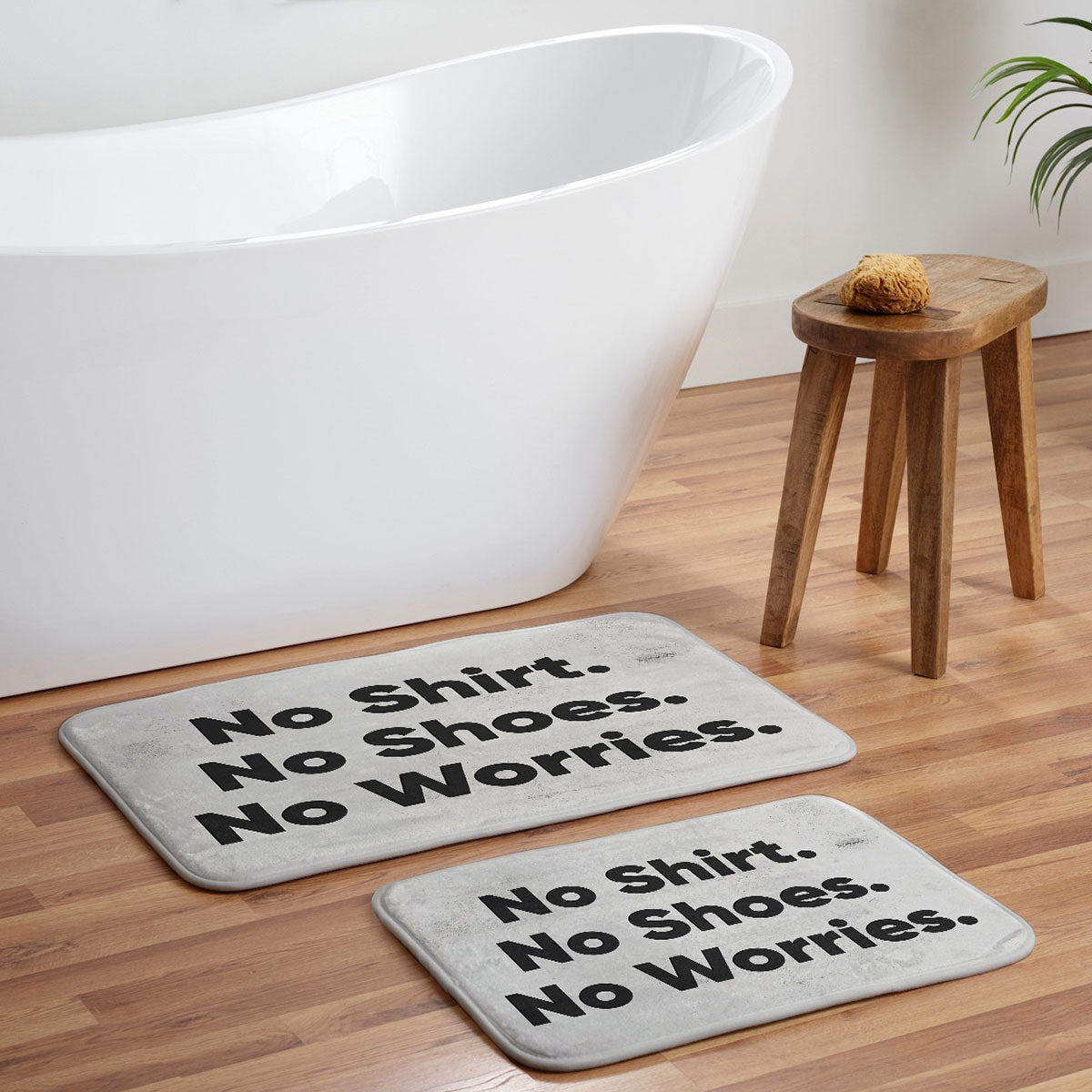 DENY Designs no shirt no shoes no worries Memory Foam Bath Mat